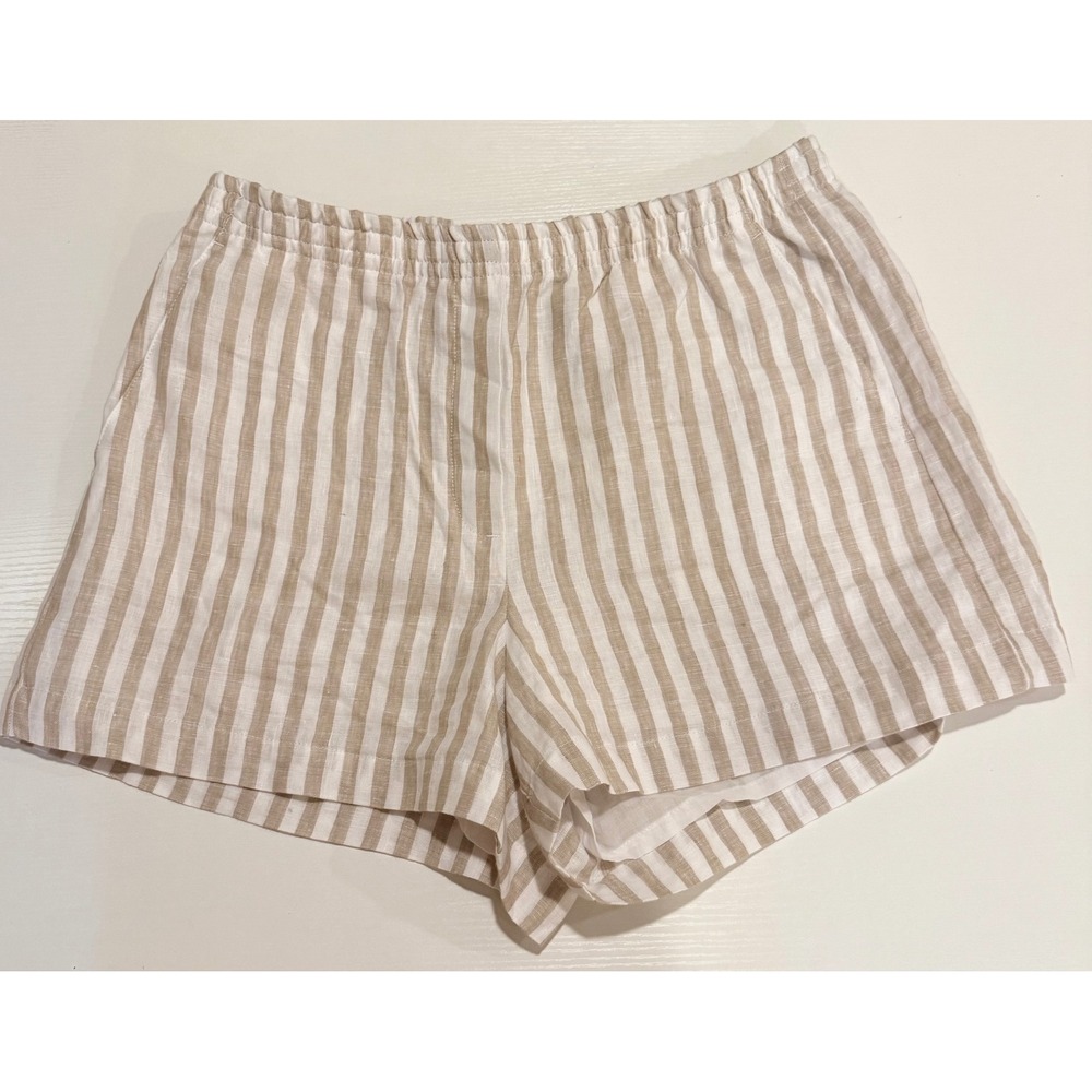 NWT Banana Republic 100% Linen Striped Pull-On Shorts Size L